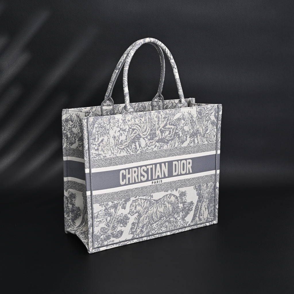Christian Dior Large Book Tote – Toile De Jouy Embroidery - Classic Grey product image 15, provided for visual reference and