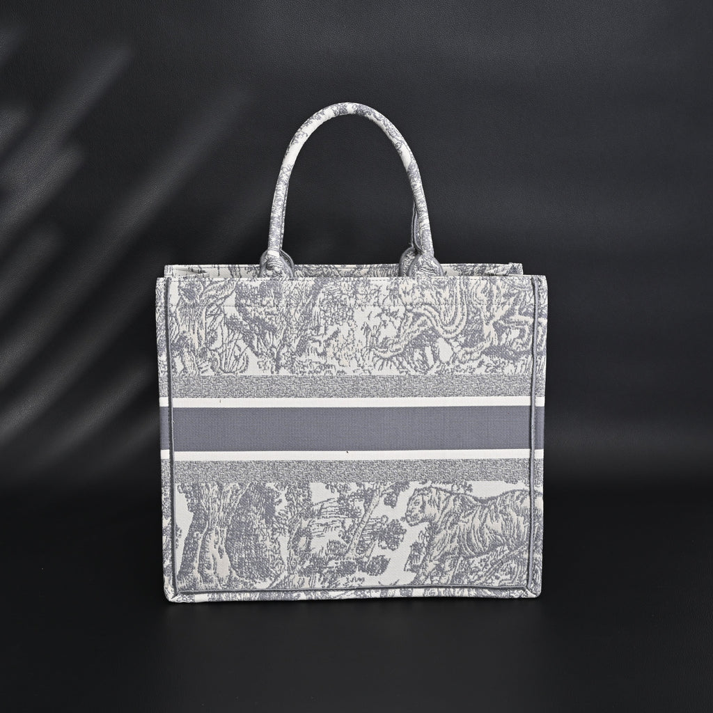 Christian Dior Large Book Tote – Toile De Jouy Embroidery - Classic Grey product image 2, provided for visual reference and