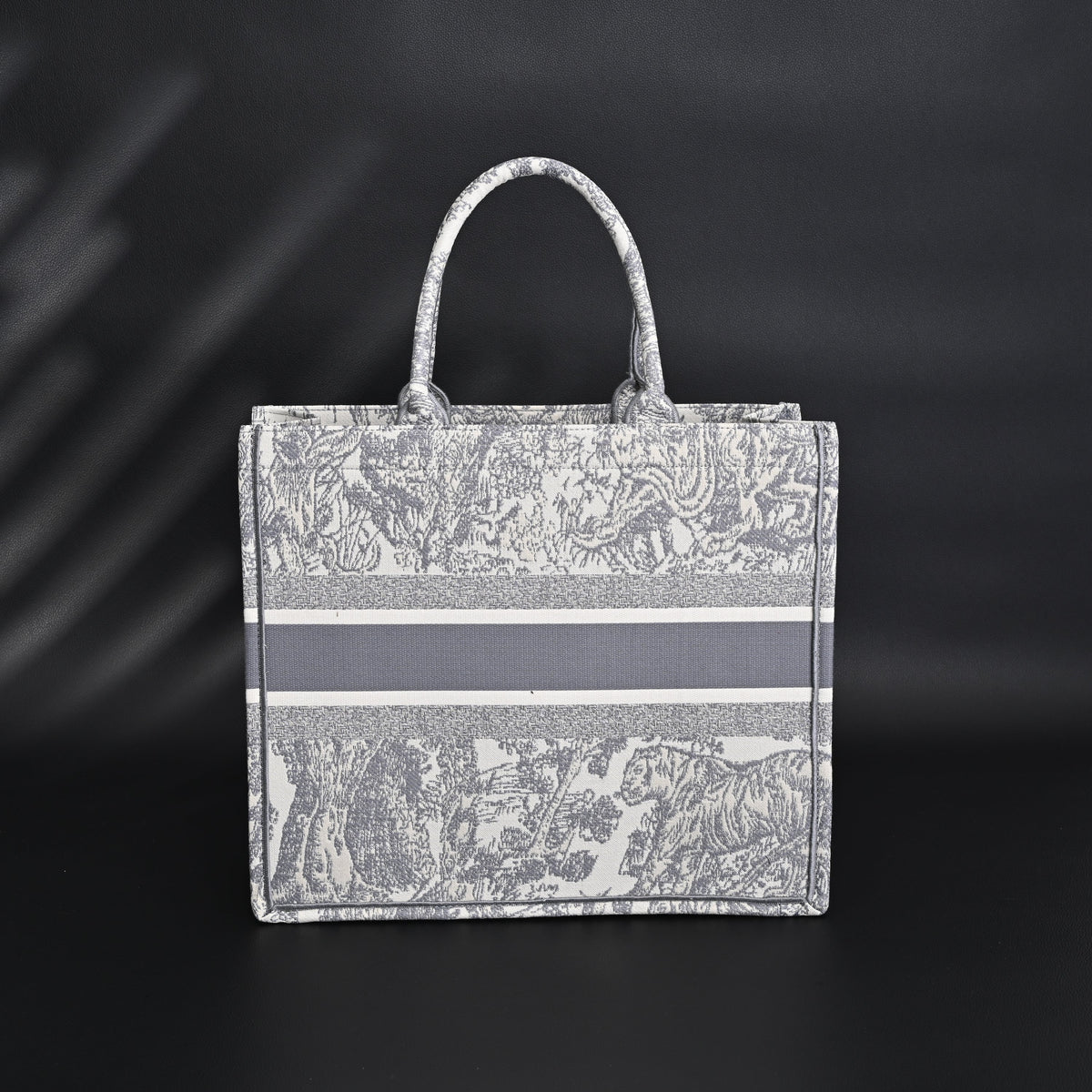 Christian Dior Large Book Tote – Toile De Jouy Embroidery - Classic Grey product image 2, provided for visual reference and