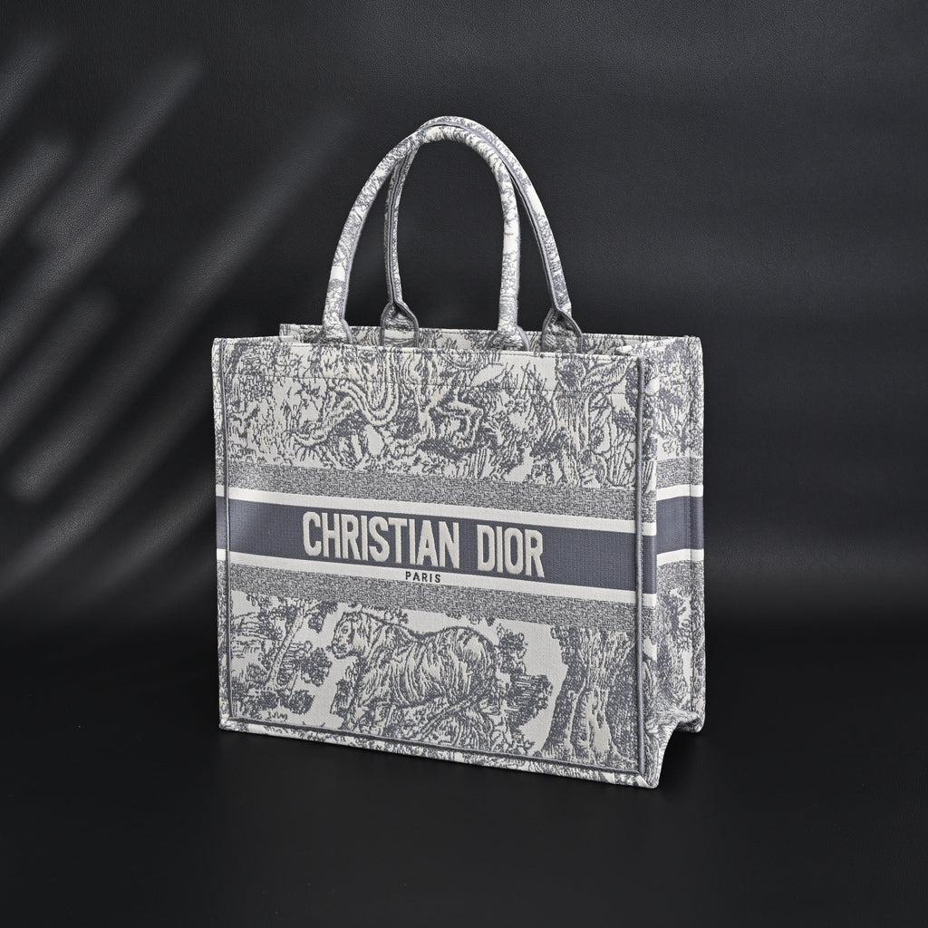 Christian Dior Large Book Tote – Toile De Jouy Embroidery - Classic Grey product image 4, provided for visual reference and