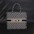 Christian Dior Large Book Tote – Blue Oblique Embroidery - Navy Blue product image 1, provided for visual reference and