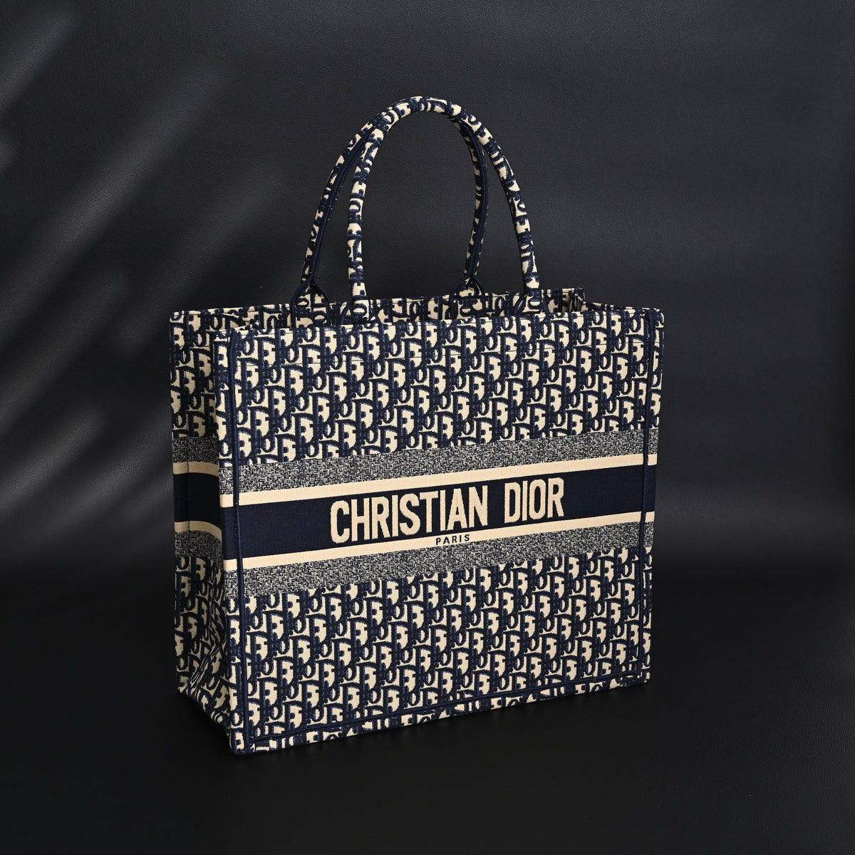 Christian Dior Large Book Tote – Blue Oblique Embroidery - Navy Blue product image 15, provided for visual reference and