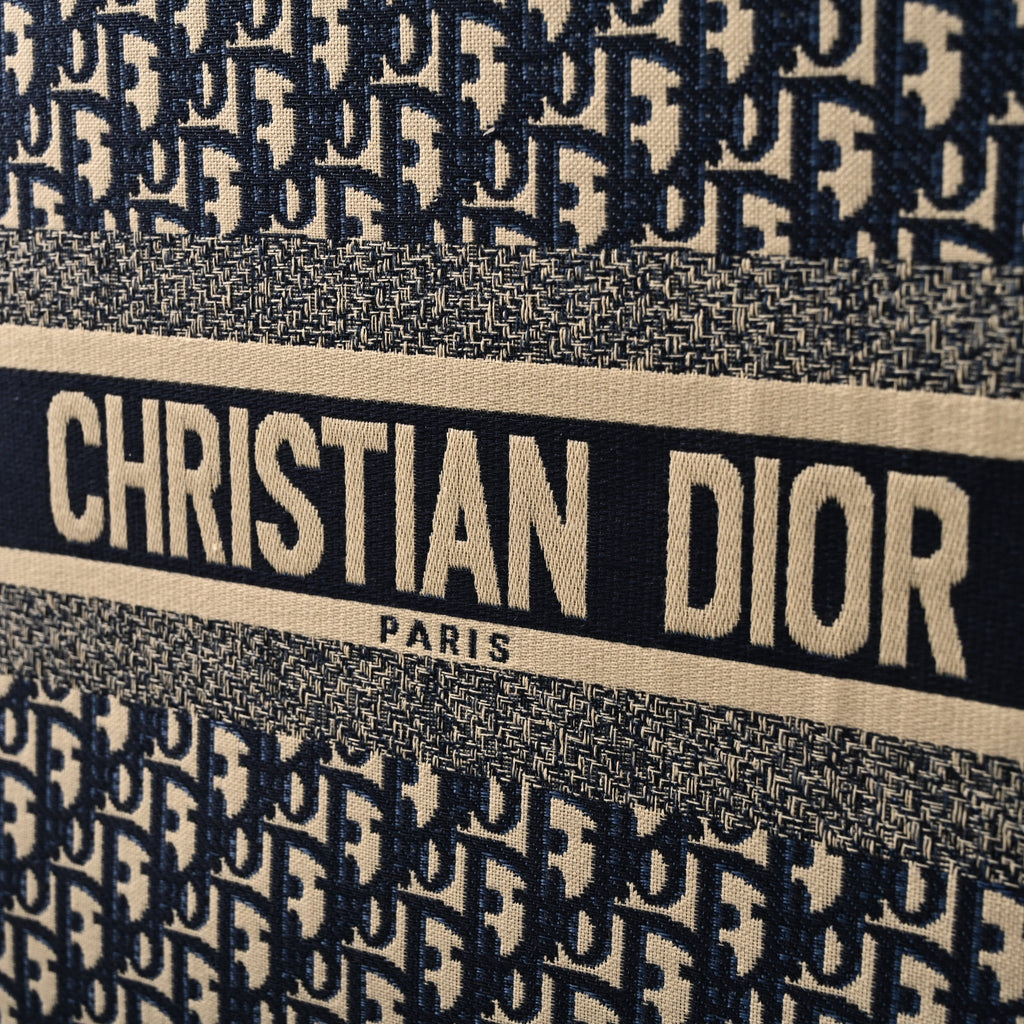 Christian Dior Large Book Tote – Blue Oblique Embroidery - Navy Blue product image 7, provided for visual reference and
