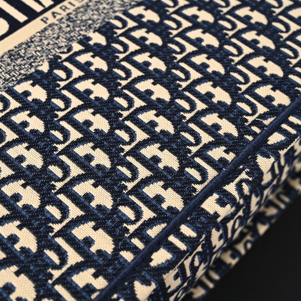 Christian Dior Large Book Tote – Blue Oblique Embroidery - Navy Blue product image 8, provided for visual reference and