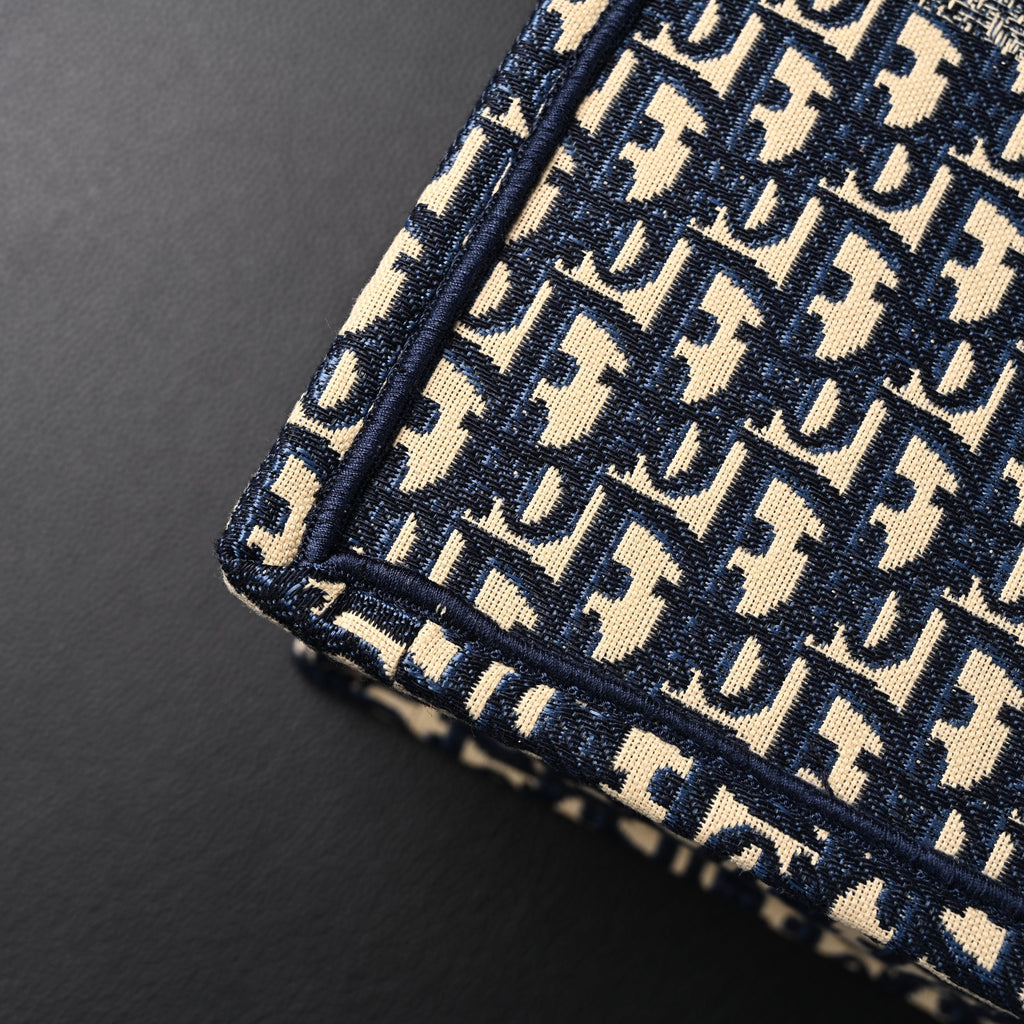Christian Dior Large Book Tote – Blue Oblique Embroidery - Navy Blue product image 9, provided for visual reference and