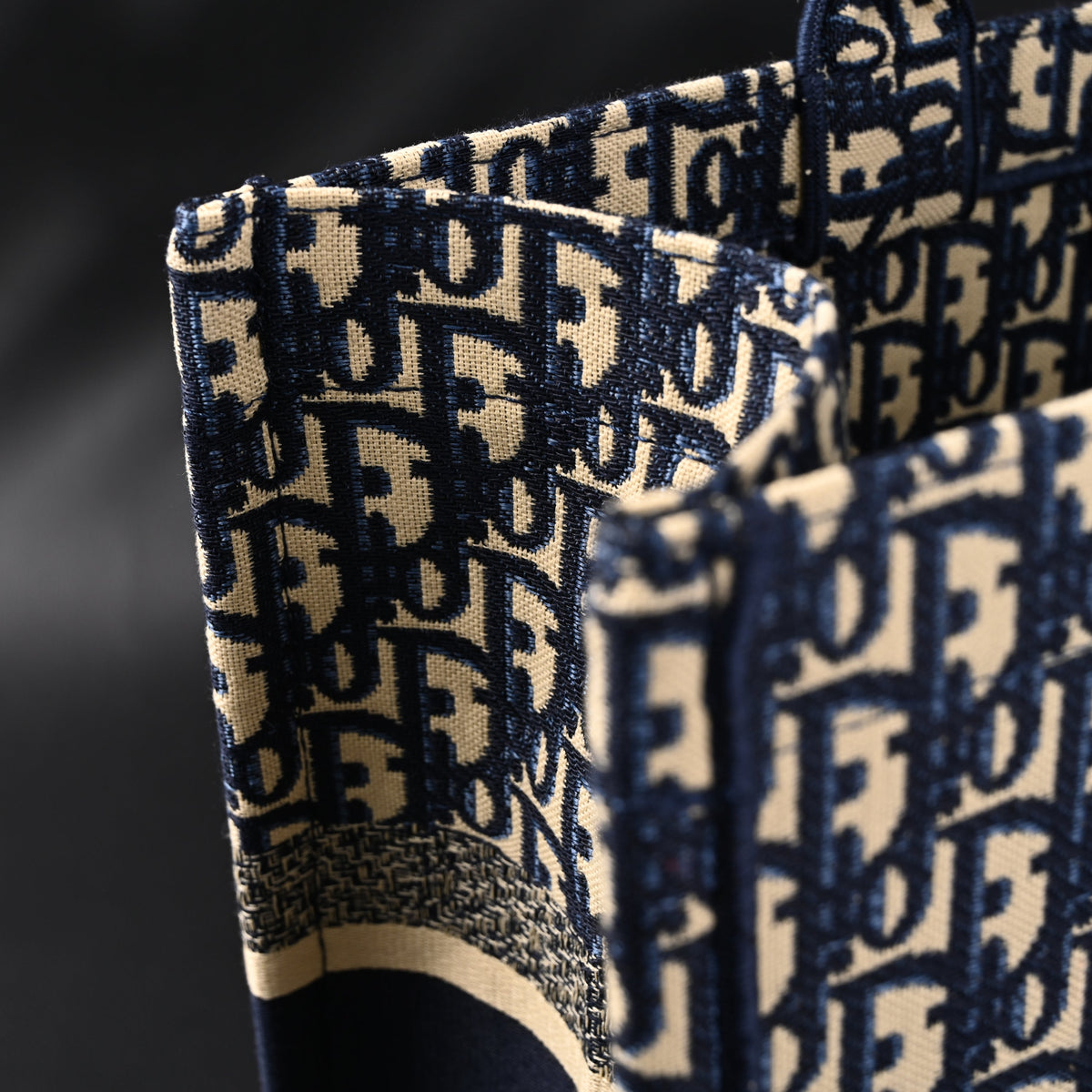 Christian Dior Large Book Tote – Blue Oblique Embroidery - Navy Blue product image 10, provided for visual reference and