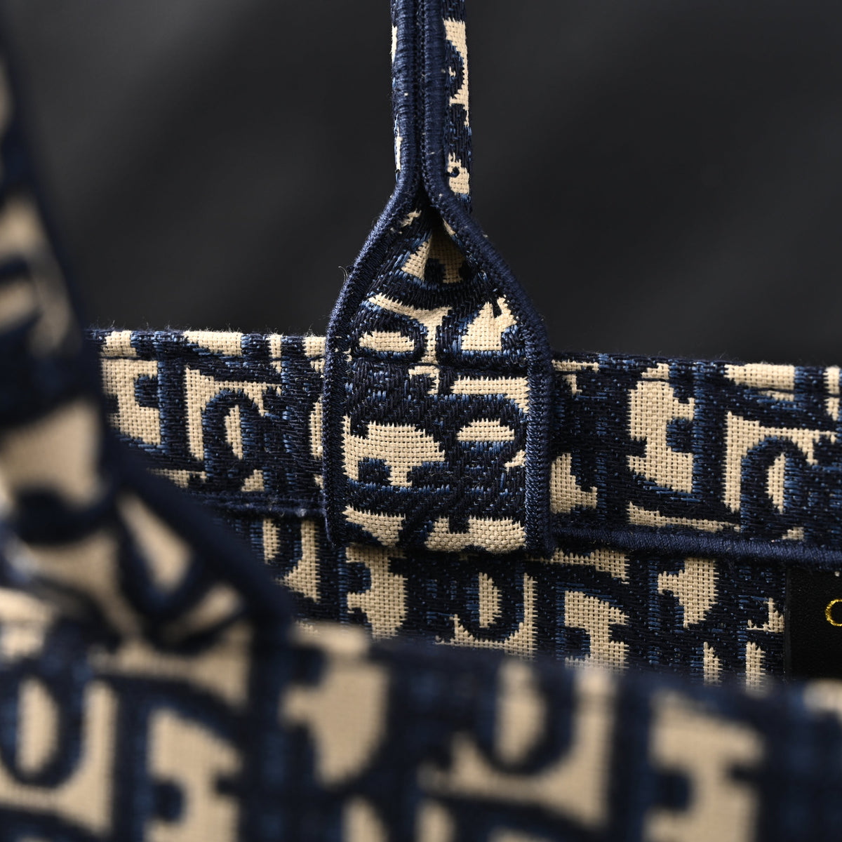Christian Dior Large Book Tote – Blue Oblique Embroidery - Navy Blue product image 11, provided for visual reference and