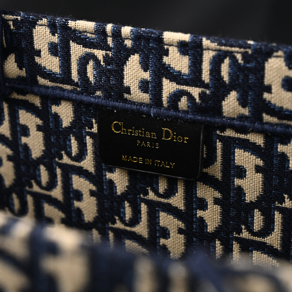 Christian Dior Large Book Tote – Blue Oblique Embroidery - Navy Blue product image 12, provided for visual reference and