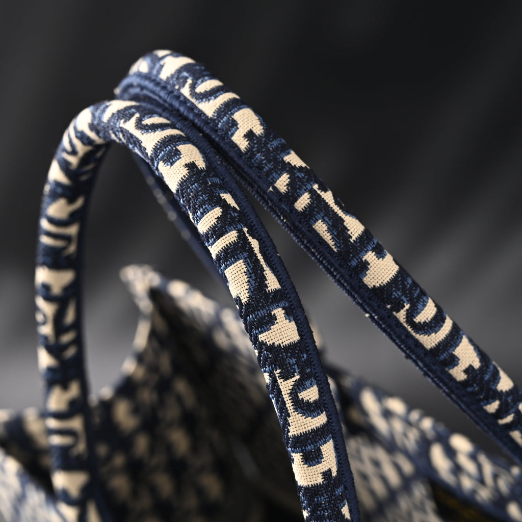 Christian Dior Large Book Tote – Blue Oblique Embroidery - Navy Blue product image 13, provided for visual reference and