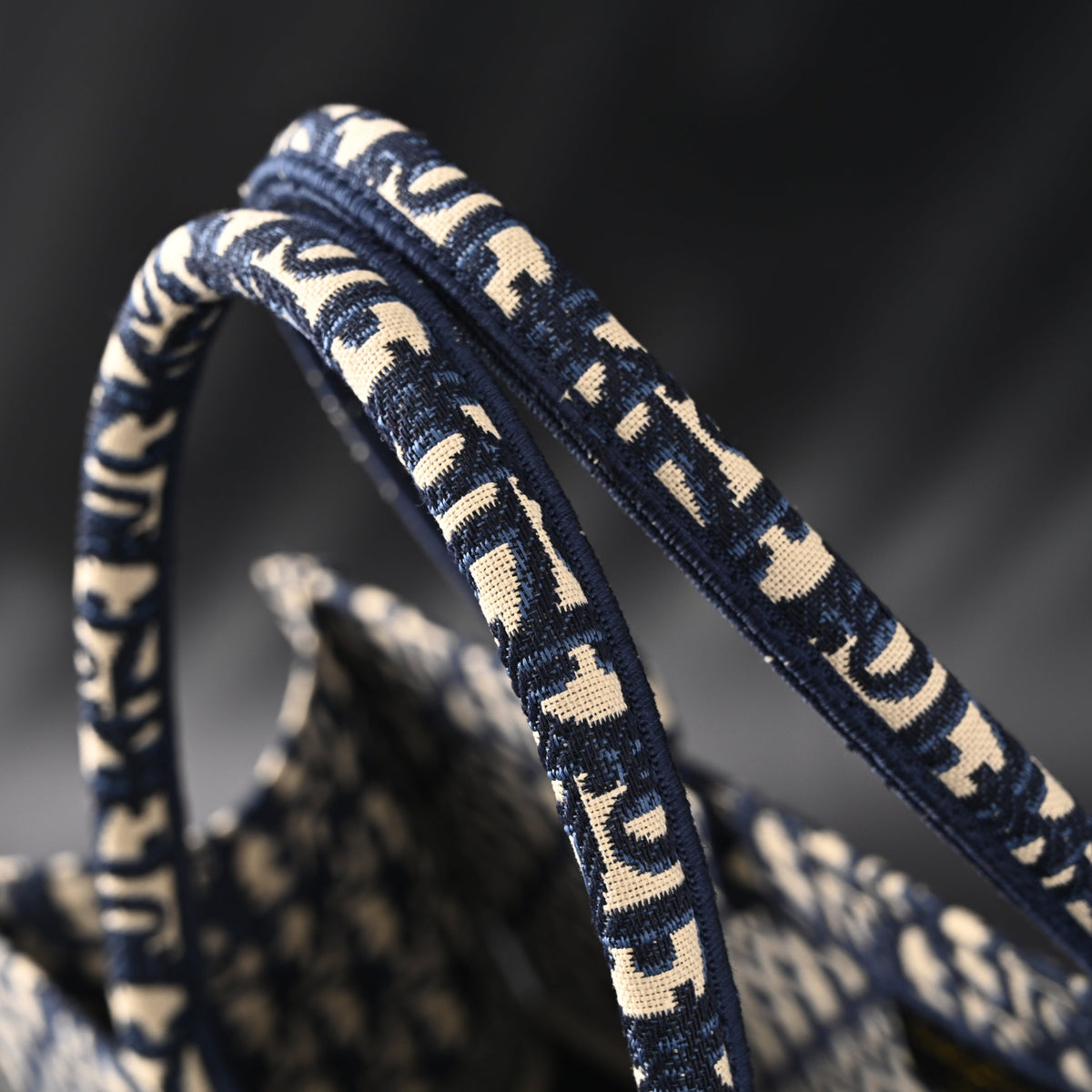 Christian Dior Large Book Tote – Blue Oblique Embroidery - Navy Blue product image 13, provided for visual reference and