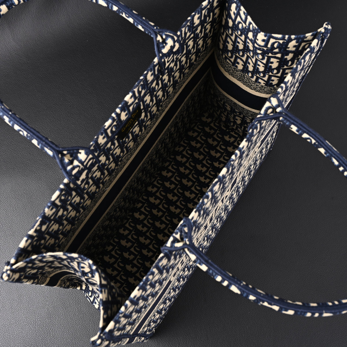 Christian Dior Large Book Tote – Blue Oblique Embroidery - Navy Blue product image 14, provided for visual reference and