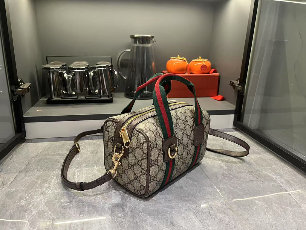 Gucci Mini GG Handbag - Beige and Dark Brown product image 7, provided for visual reference and product detail review