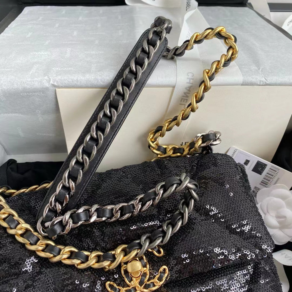 Chanel Sequin 19 Flap Bag Black product image 5, provided for visual reference and product detail review