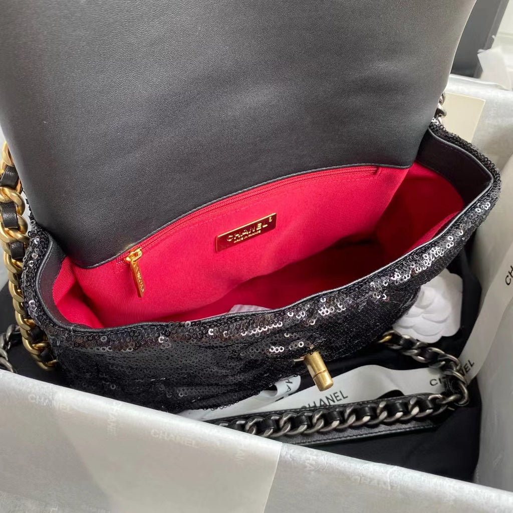 Chanel Sequin 19 Flap Bag Black product image 8, provided for visual reference and product detail review