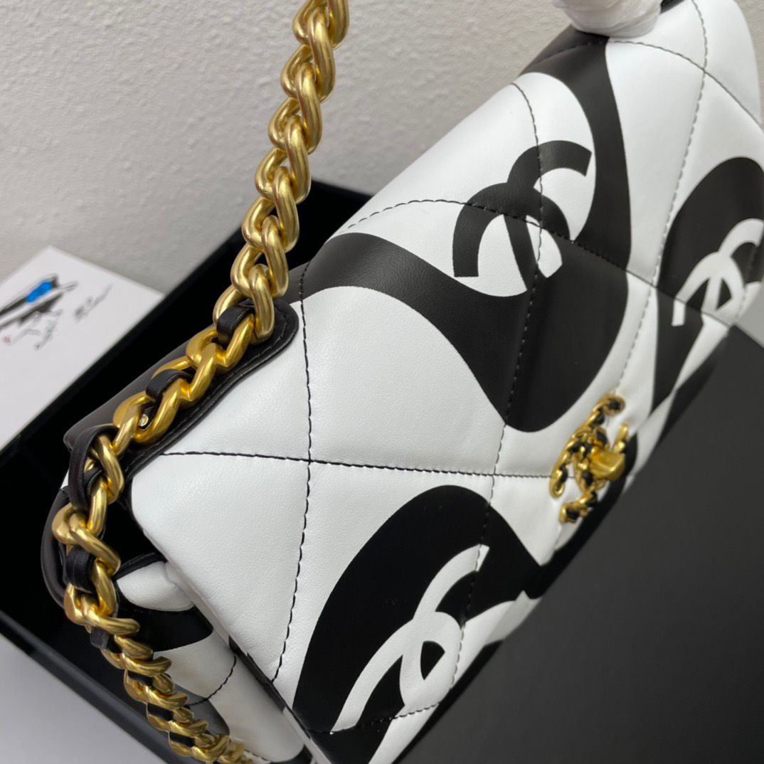 Chanel 19 Flap Bag Medium Black Ecru - Ecru and Black product image 5, provided for visual reference and product detail