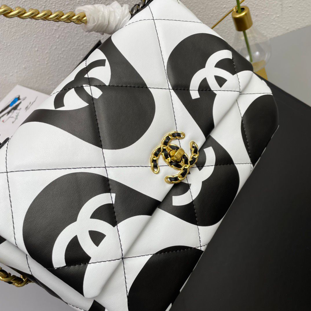 Chanel 19 Flap Bag Medium Black Ecru - Ecru and Black product image 4, provided for visual reference and product detail