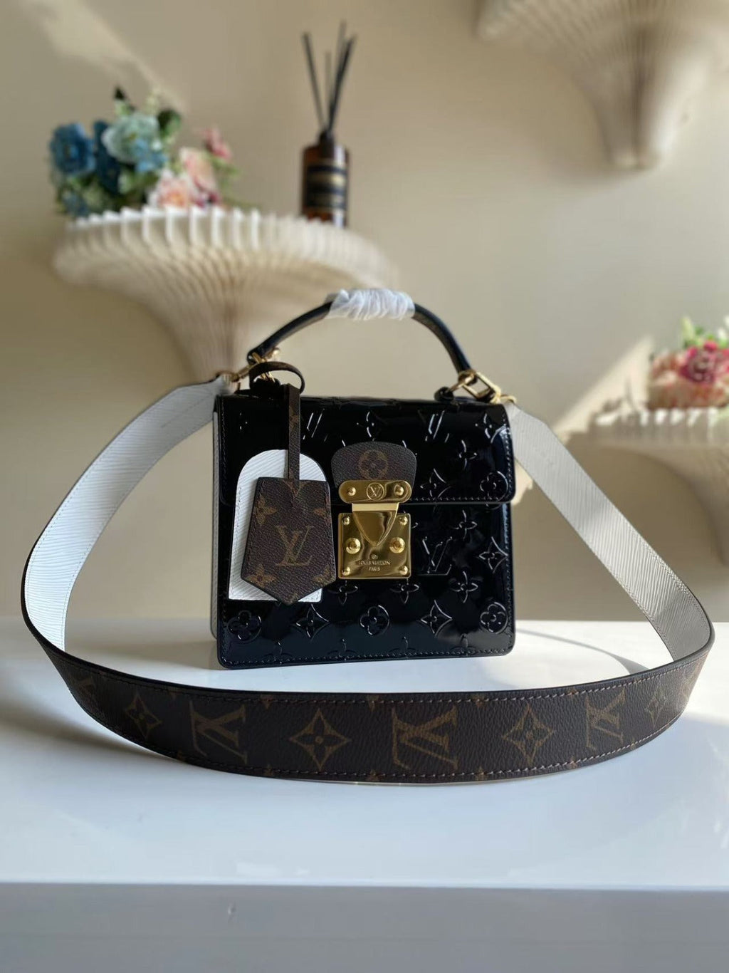 LV Spring Street Nm Monogram Vernis Leather Handle Crossbody Bag with Top Handle and Removable Strap product image 3,