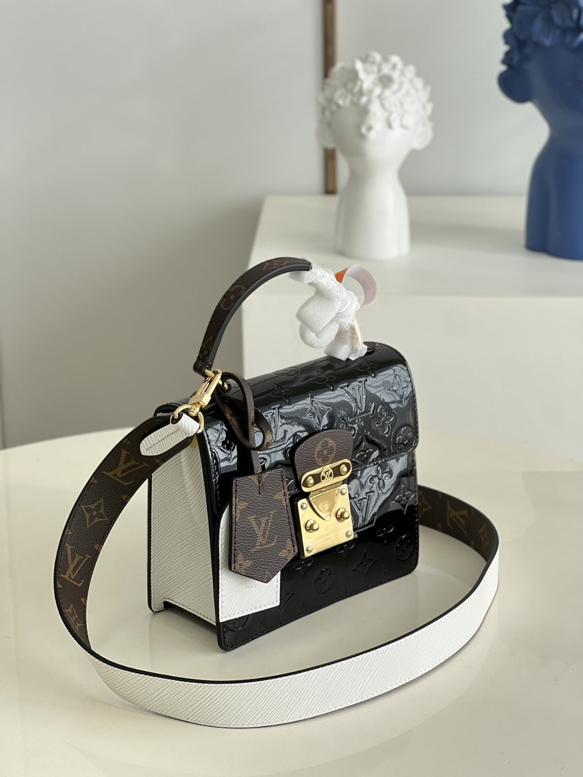 LV Spring Street Nm Monogram Vernis Leather Handle Crossbody Bag with Top Handle and Removable Strap product image 4,