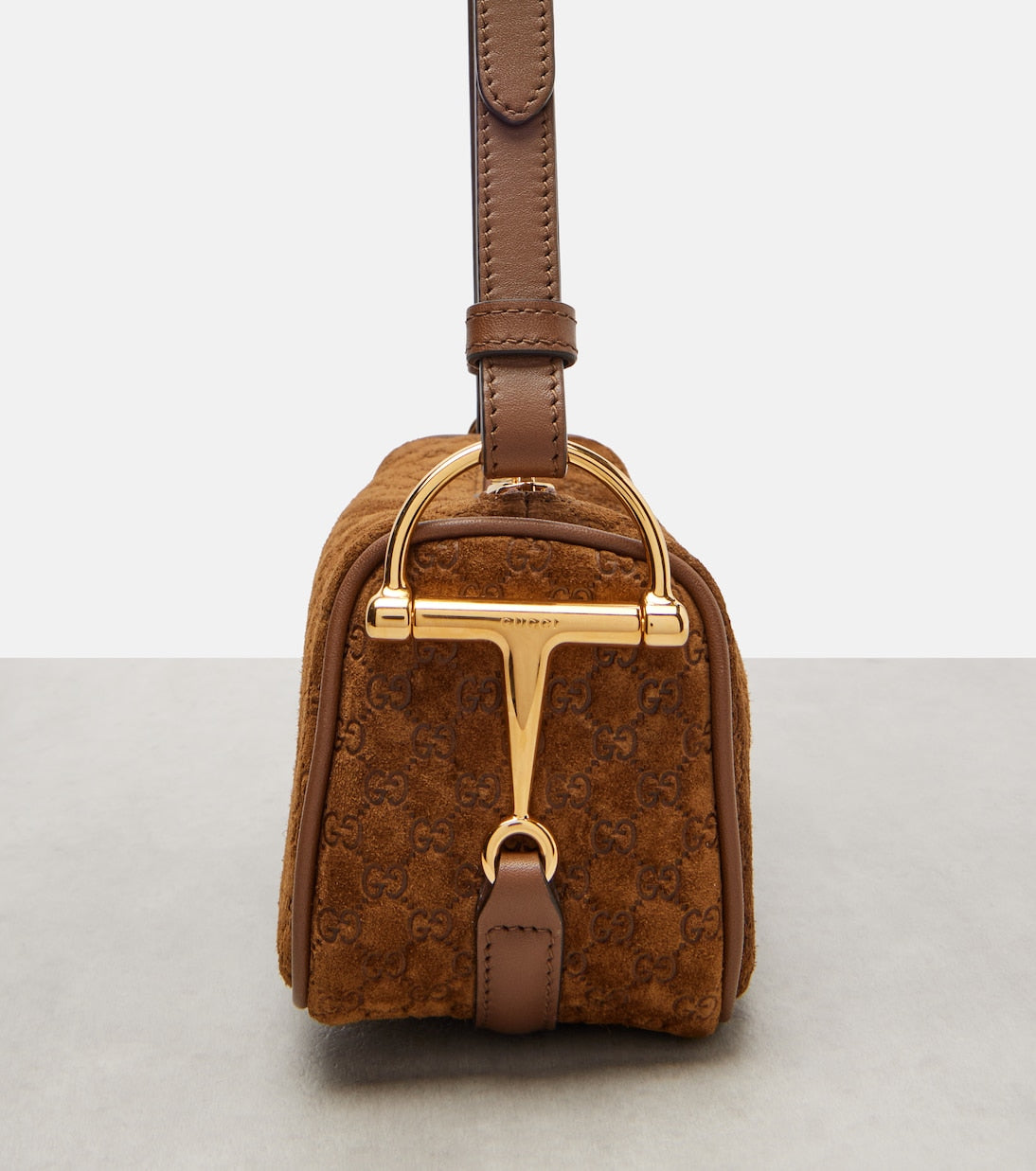 Gucci Half Horsebit Suede Shoulder Bag product image 5, provided for visual reference and product detail review