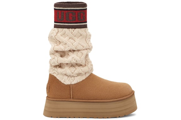 UGG Classic Sweater Letter Boot - Chestnut (Women) product image 1, provided for visual reference and product detail review