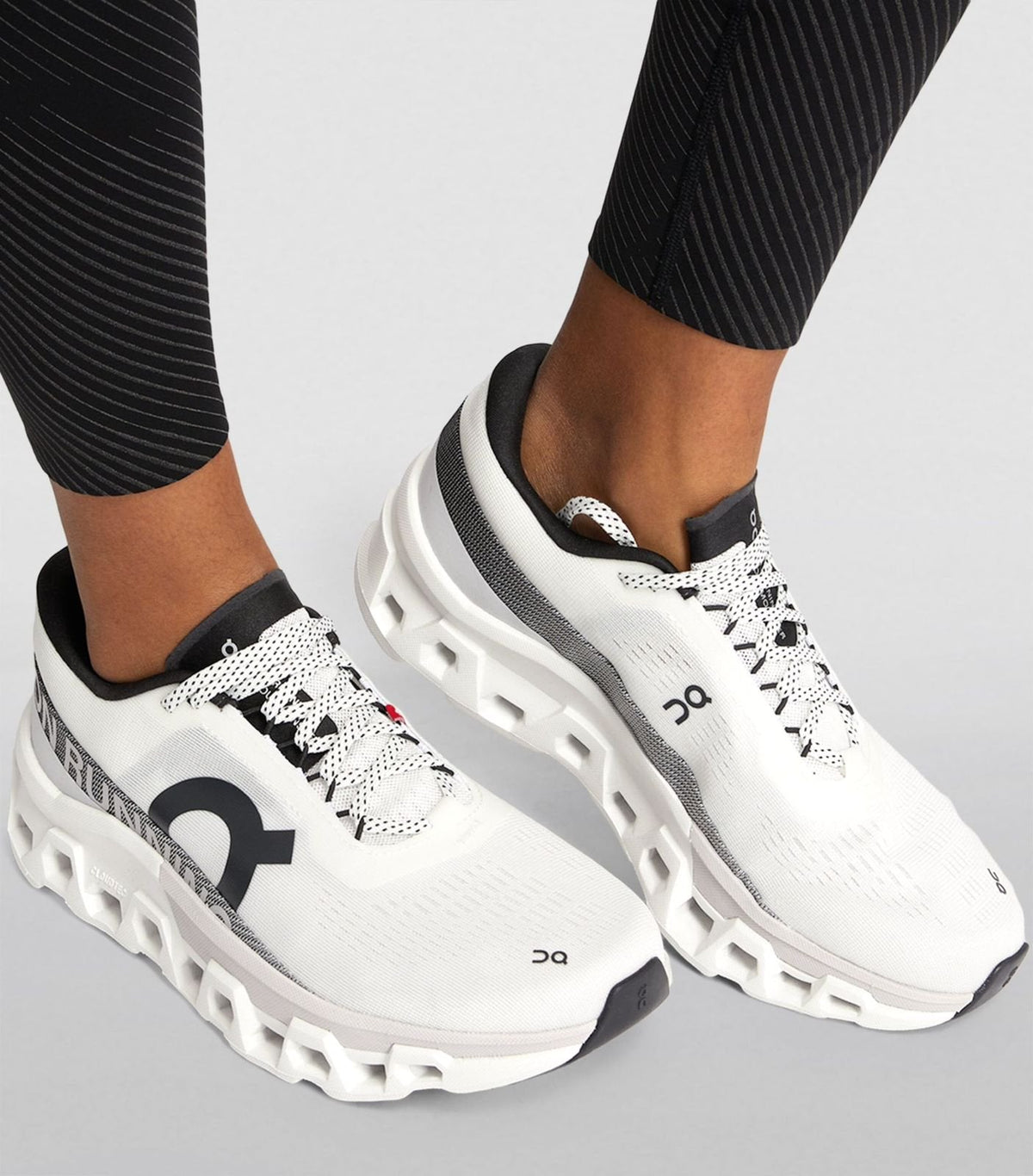 On Cloudmonster 2 White/Black Running Shoes product image 1, provided for visual reference and product detail review