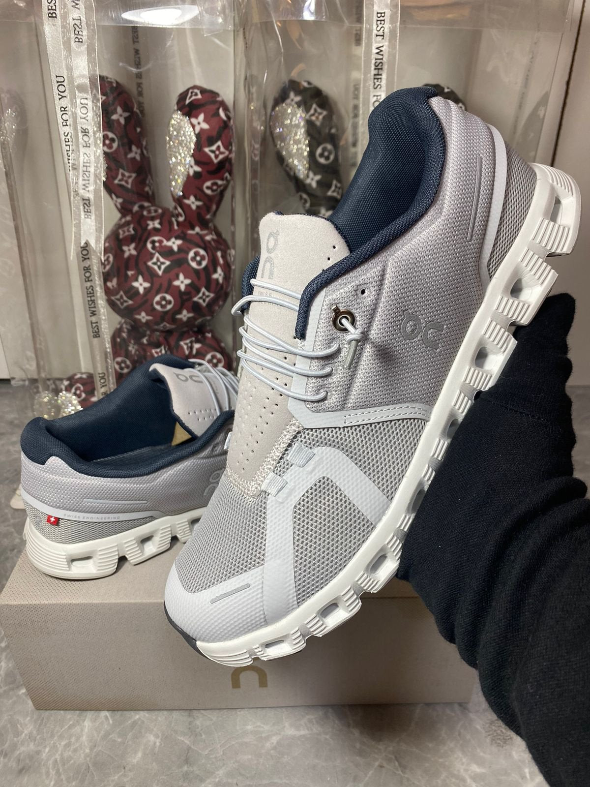 On Cloud 5 Glacier Gray Lifestyle Sneakers product image 2, provided for visual reference and product detail review