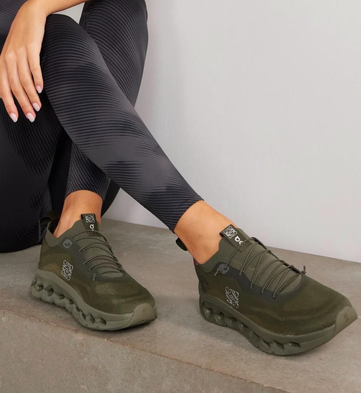 LOEWE x On Cloudtilt Khaki Green Lifestyle Sneakers product image 2, provided for visual reference and product detail review