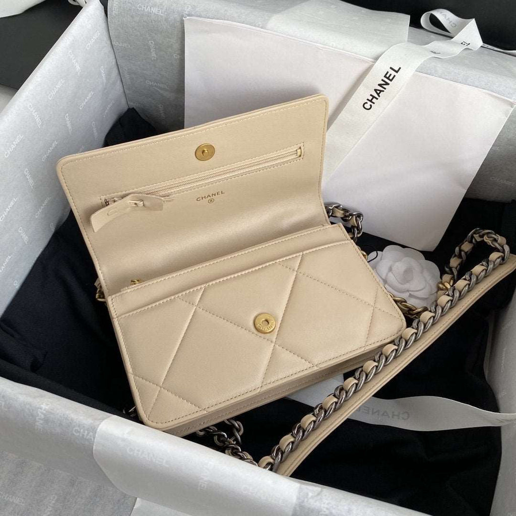 Chanel 19 Wallet On Chain WOC Beige product image 6, provided for visual reference and product detail review