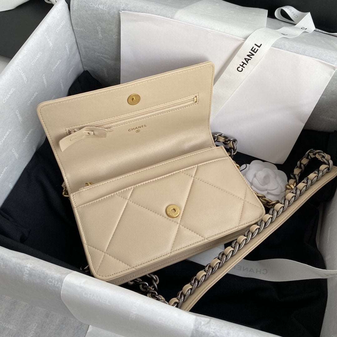 Chanel 19 Wallet On Chain WOC Beige product image 6, provided for visual reference and product detail review