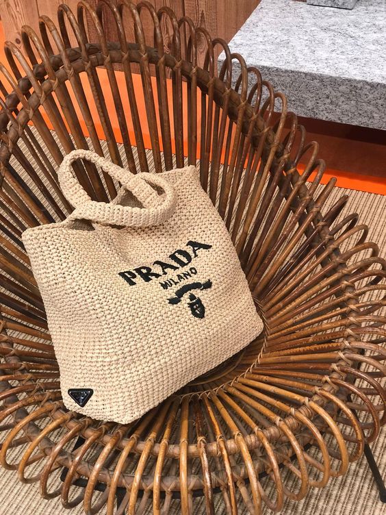 Prada Raffia Bag Handbag Beach Bag for Summer - Brown product image 5, provided for visual reference and product detail