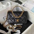 Chanel Flap Bag Gold Top Handle Black product image 1, provided for visual reference and product detail review