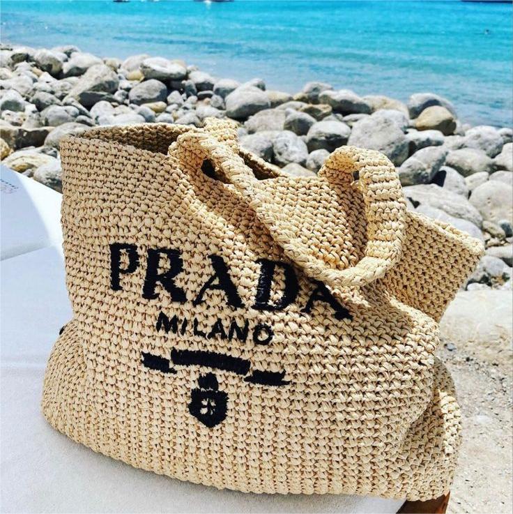 Prada Raffia Bag Handbag Beach Bag for Summer - Brown product image 1, provided for visual reference and product detail