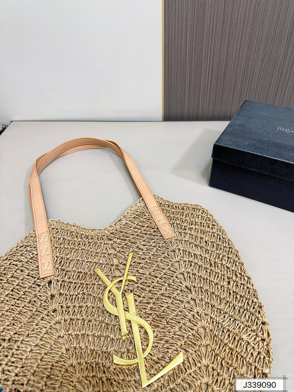 YSL Saint Laurent Vacation Casual Raffia Woven Tote Bag product image 7, provided for visual reference and product detail