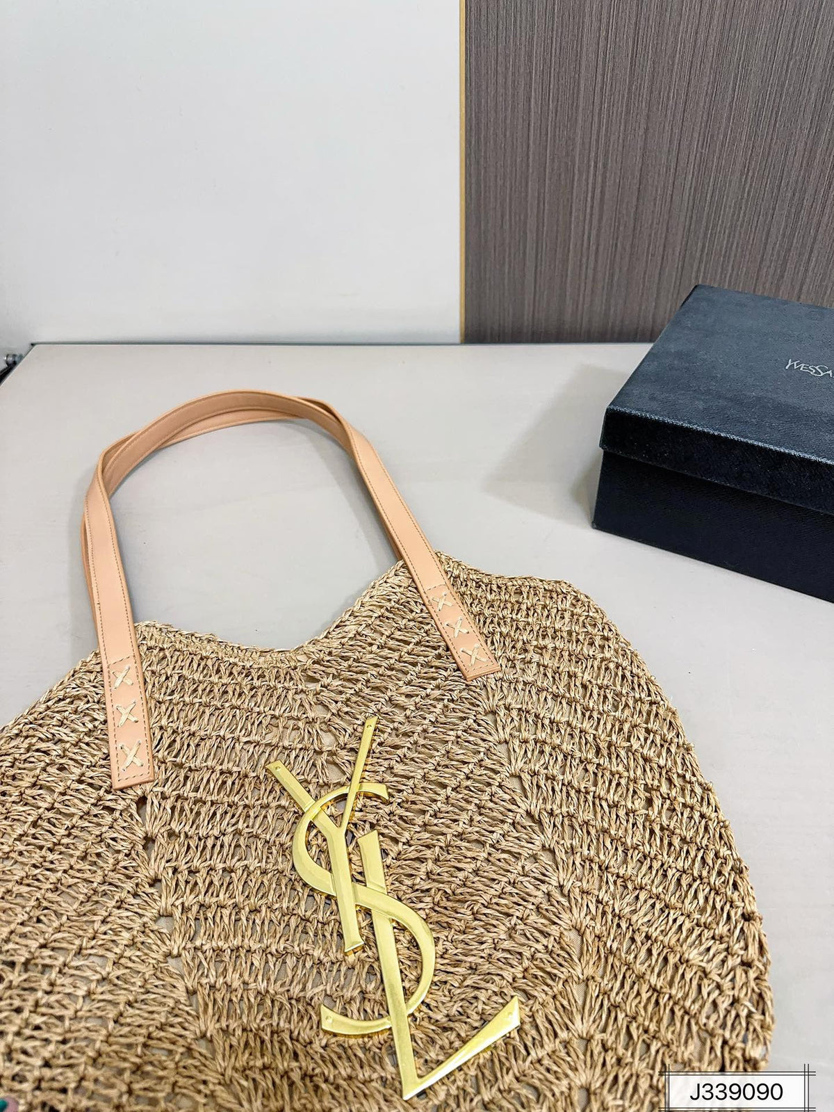 YSL Saint Laurent Vacation Casual Raffia Woven Tote Bag product image 7, provided for visual reference and product detail