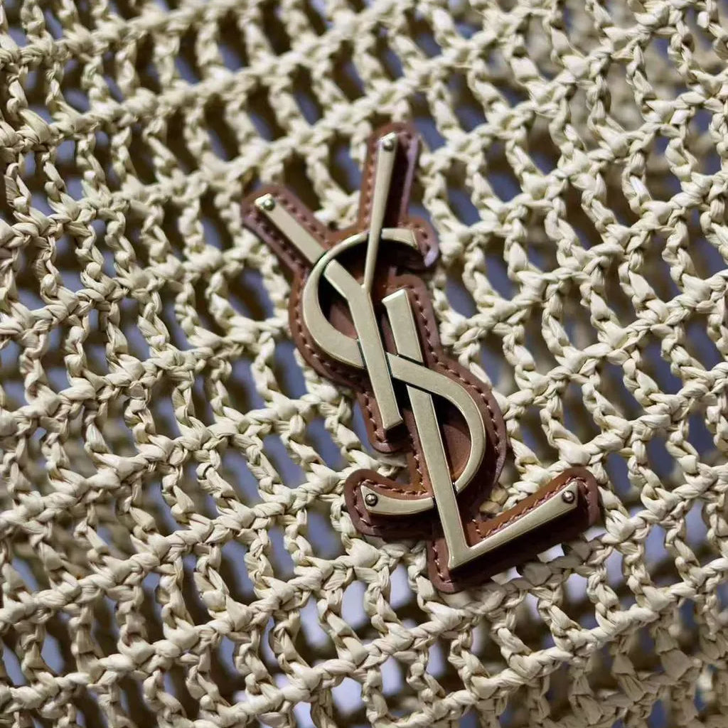 Saint Laurent YSL Raffia Tote Bag product image 3, provided for visual reference and product detail review