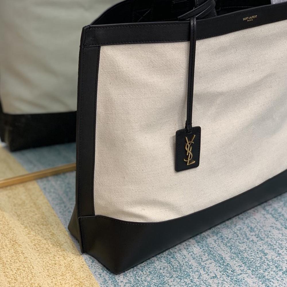 YSL Tag Hobo Bag - Beige/Black product image 3, provided for visual reference and product detail review