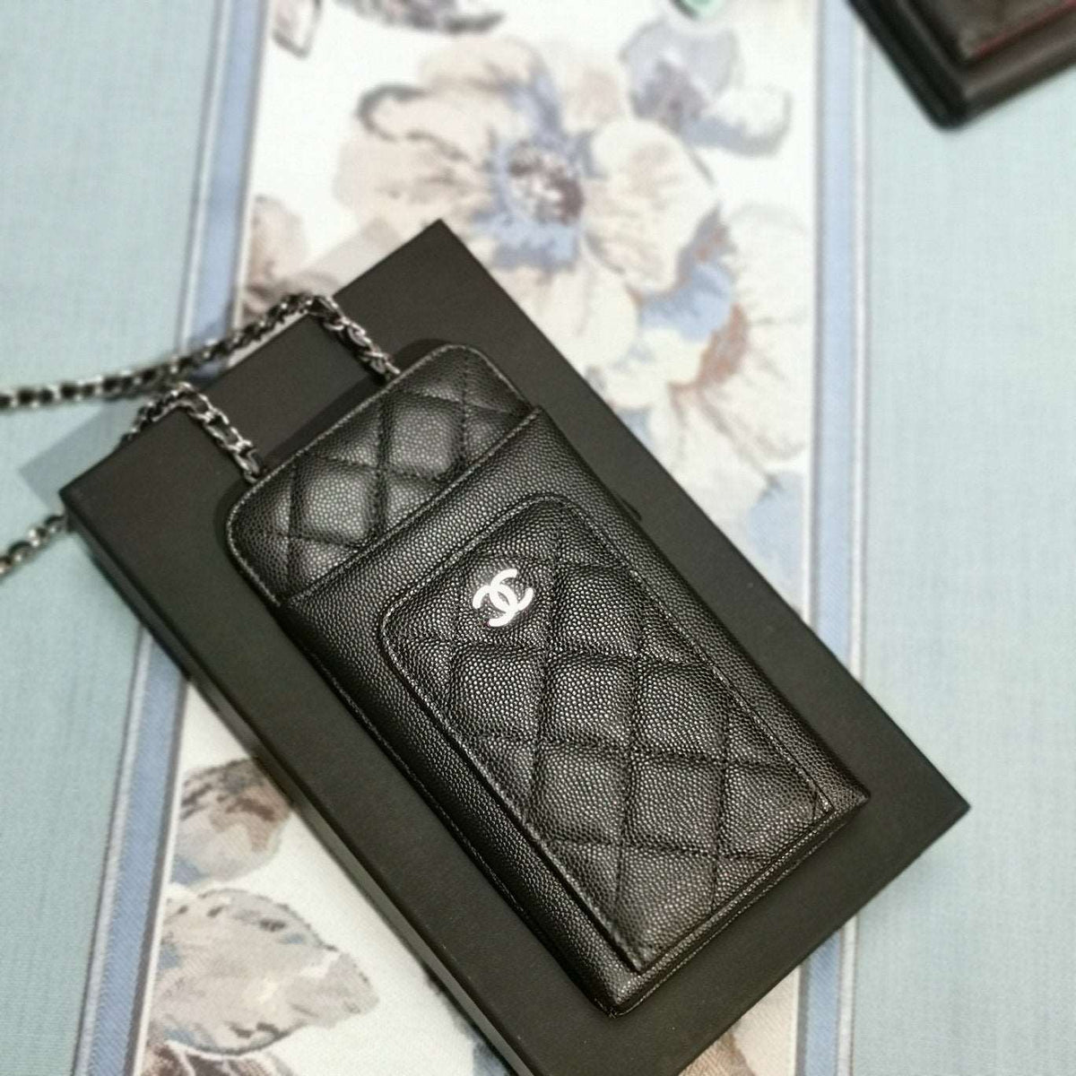 Chanel Quilted CC Phone Holder Wallet - Metallic Ivory product image 3, provided for visual reference and product detail