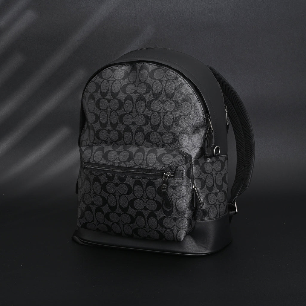 Coach West Backpack – Signature Canvas in Black/Grey - Black/Grey Monogram Pattern product image 6, provided for visual
