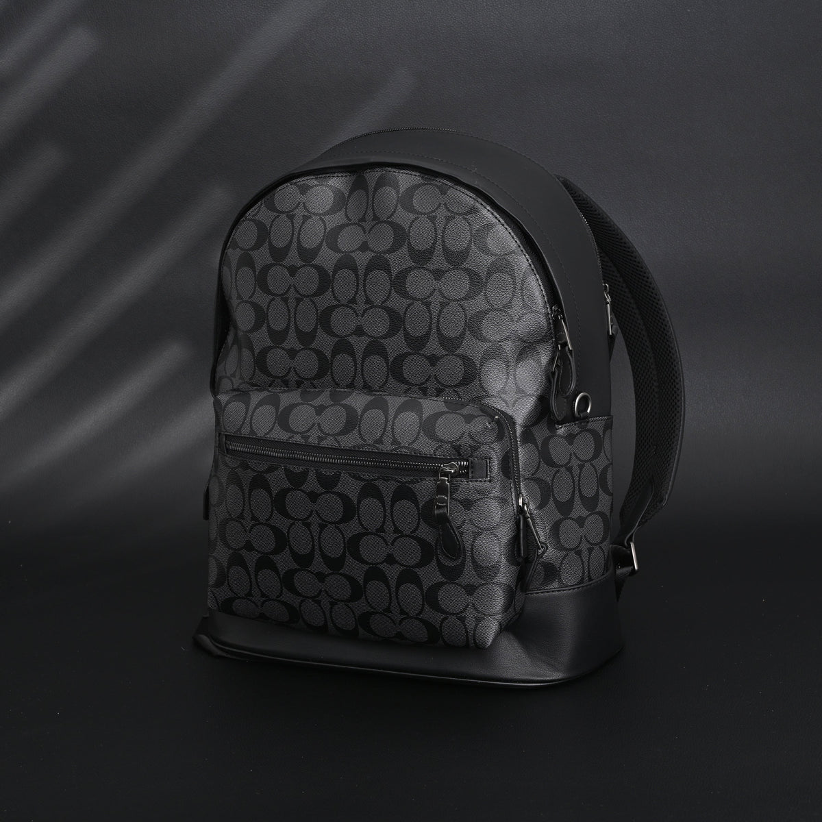 Coach West Backpack – Signature Canvas in Black/Grey - Black/Grey Monogram Pattern product image 6, provided for visual