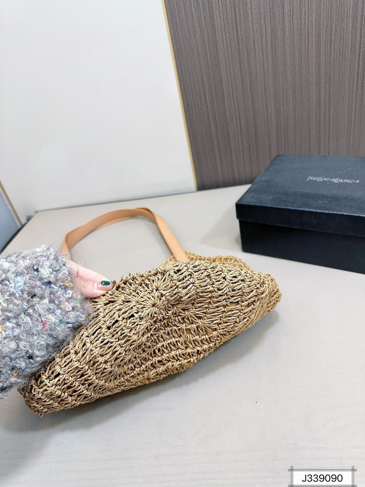 YSL Saint Laurent Vacation Casual Raffia Woven Tote Bag product image 8, provided for visual reference and product detail