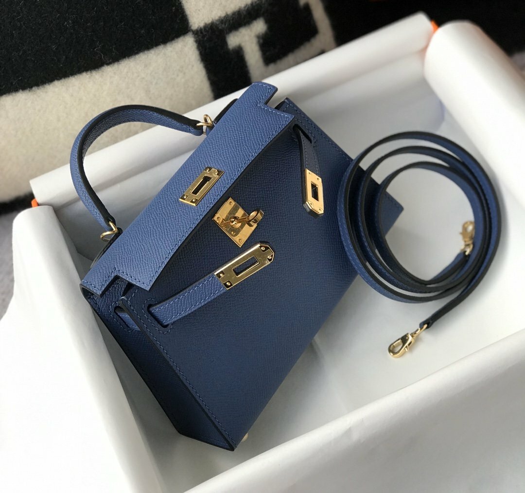 Hermes Handle Bag 19cm Blue product image 10, provided for visual reference and product detail review