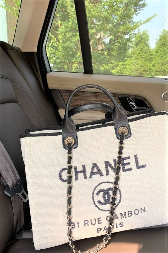 Chanel Deauville Tote Bag - White product image 3, provided for visual reference and product detail review