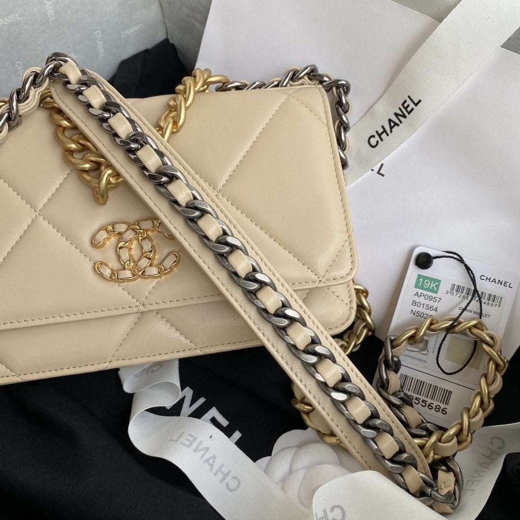Chanel 19 Wallet On Chain WOC Beige product image 3, provided for visual reference and product detail review