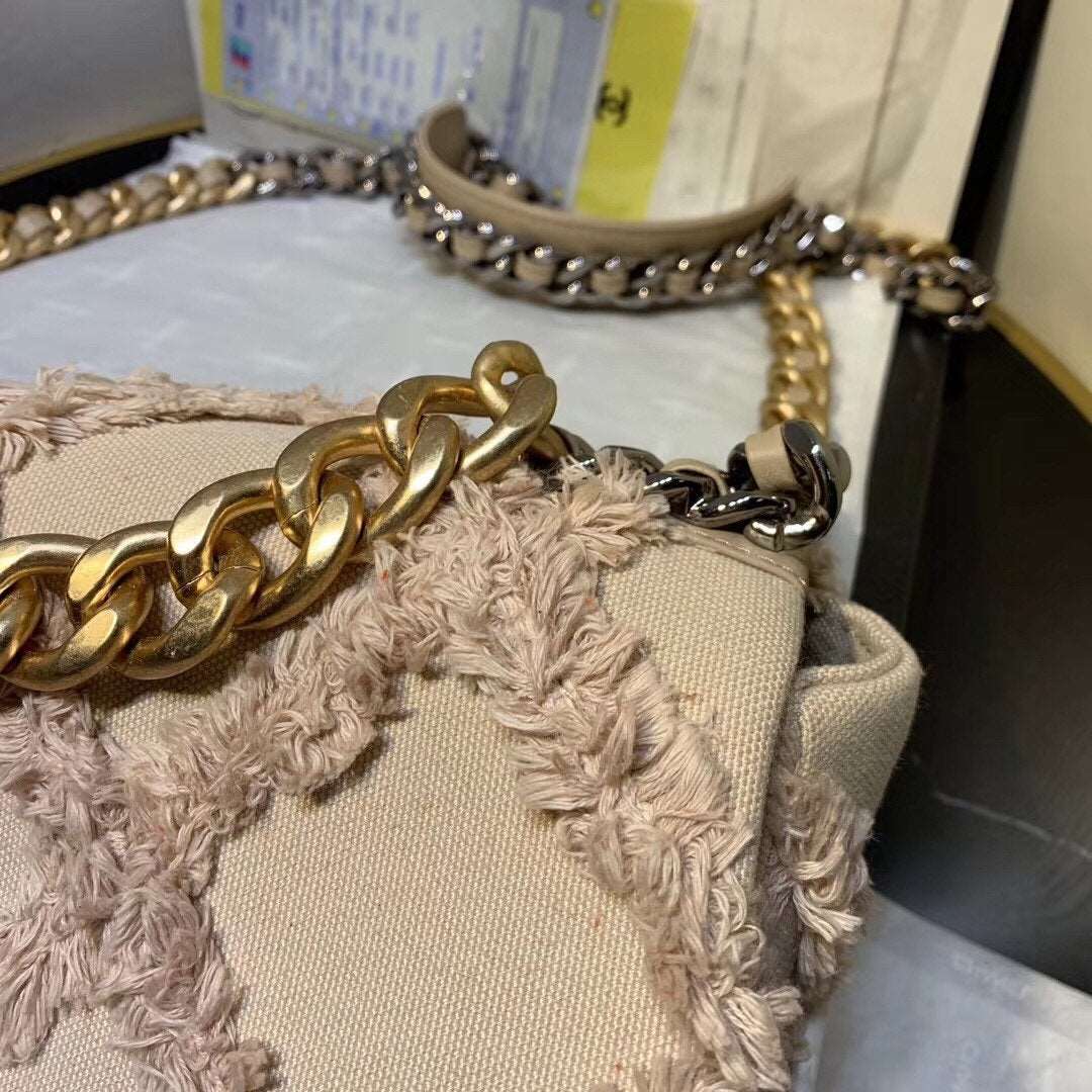 Chanel 19 Medium Denim Flap Bag Beige product image 6, provided for visual reference and product detail review