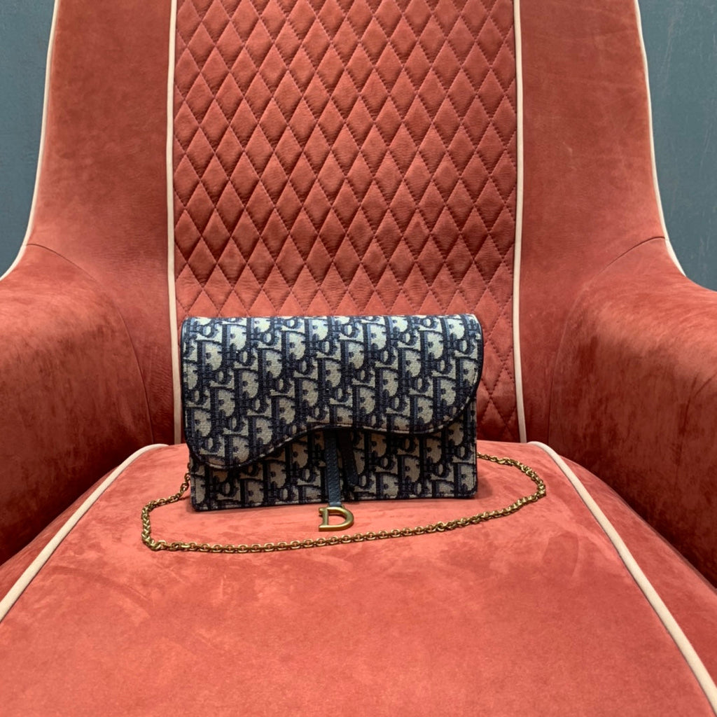 Dior Saddle Pouch Blue Dior Oblique Jacquard product image 2, provided for visual reference and product detail review