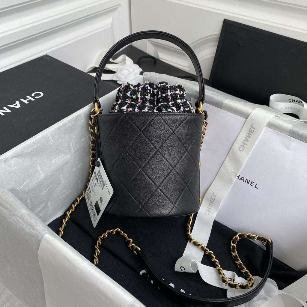 Chanel 2020 Tweed Soul Bucket Bag Black product image 2, provided for visual reference and product detail review
