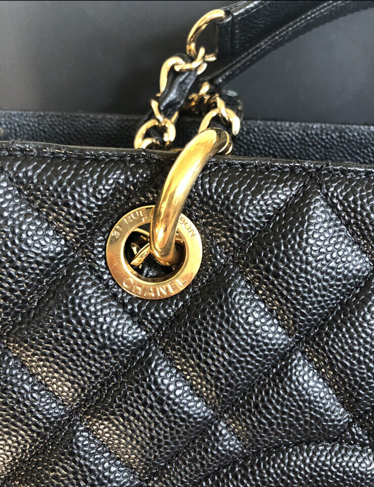 Chanel CC Blackgold Caviar Quilted Grand Shopping Tote product image 5, provided for visual reference and product detail