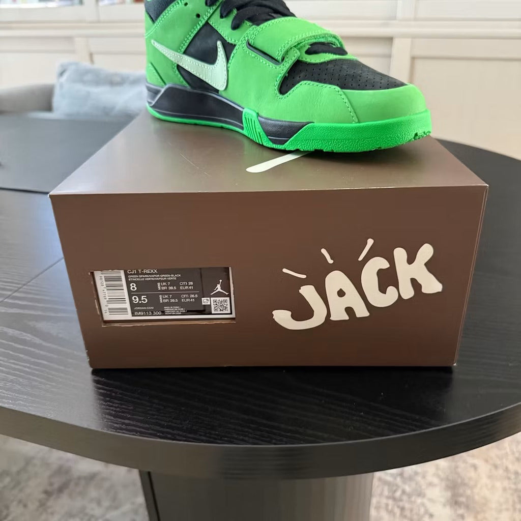 Air Jordan CJ1 T-Rexx Travis Scott Green Spark product image 2, provided for visual reference and product detail review