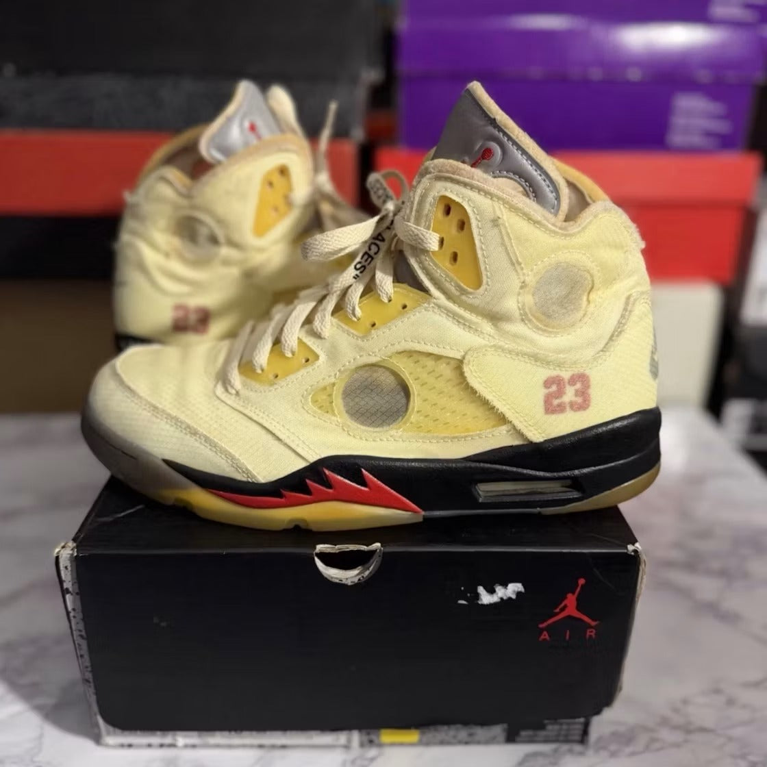 Air Jordan 5 Retro Off-White Sail product image 2, provided for visual reference and product detail review