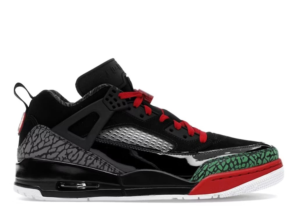 Air Jordan Spizike Low Black Classic Green White Varsity Red product image 1, provided for visual reference and product